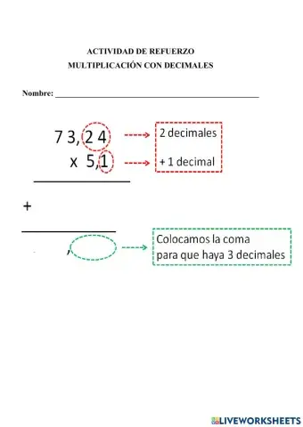 Multiplicación con decimales