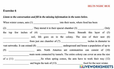 Listening - gap filling