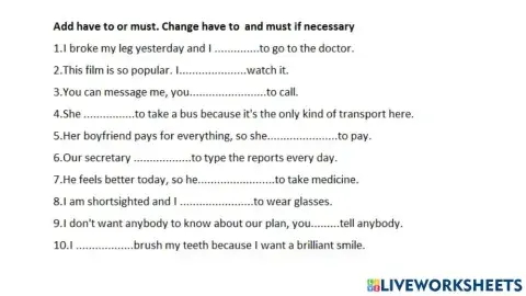 Modal verbs:have to vs must