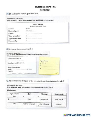 Listening Section 1