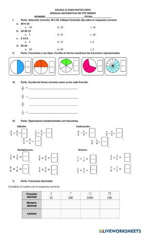 Operaciones Con fracciones