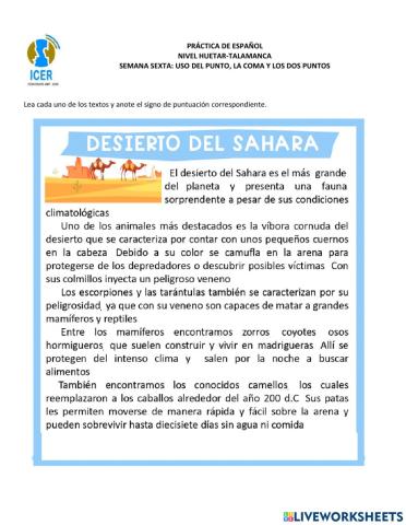 Puntuación (: , . )