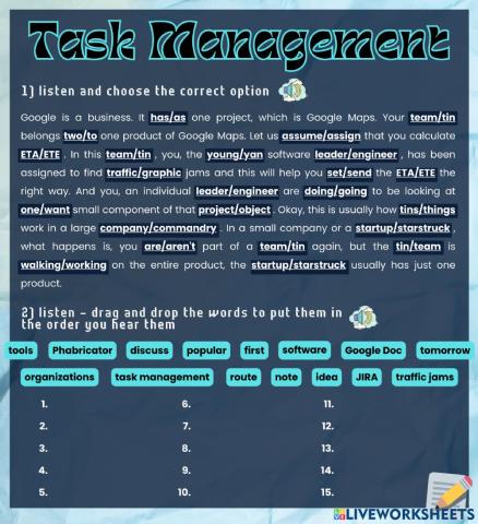 Task management listening