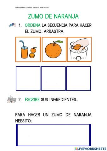 Receta naranja nivel inicial