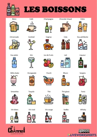 LES BOISSONS (30 mots)