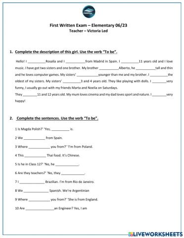 First Written Exam - Elementary