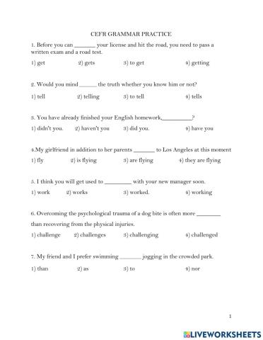 CEFR Grammar Practice