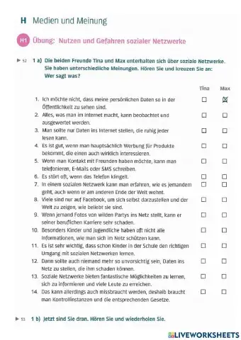 B1 Lek 9 Hören und Sprechen - H1