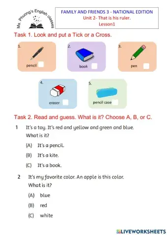 Ms. Phuong - Unit 2 - That is his ruler- Lesson 1