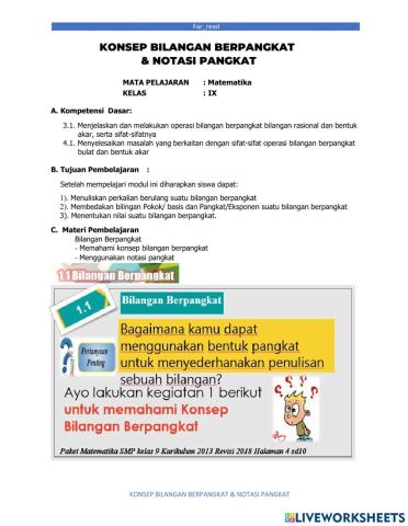 KONSEP BILANGAN BERPANGKAT