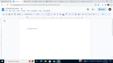 Google docs screen