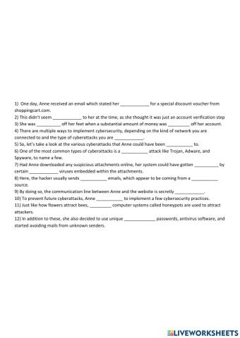 Comprehension task based on the video Cybersecurity