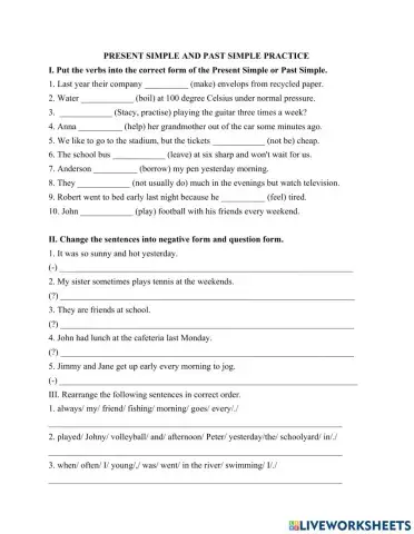 Present and Past simple Mix