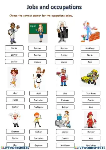 Professions workssheets