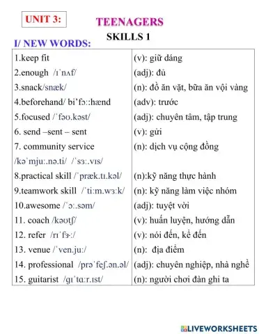English 8- unit 3- skills 1