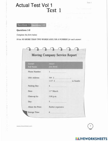 Listening actual 1 - Sec 1 only