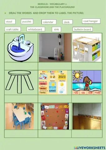 Classroom and playground vocabulary