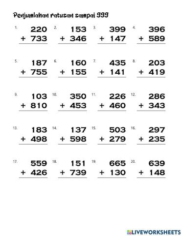 Penjumlahan Ratusan Sampai 999 - A