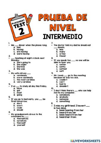 Placement test - level 2