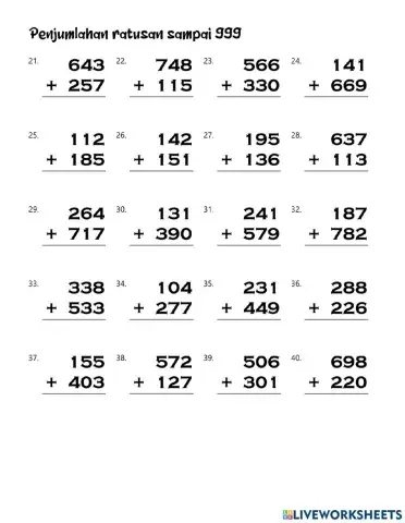 263.	Penjumlahan Ratusan Sampai 999 – B