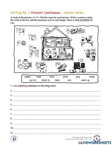 Grammar Ex.: Present Continuous (making sentences)