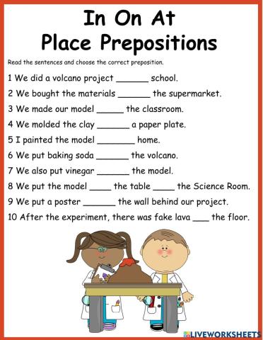 In On At Place Prepositions - Volcano Project