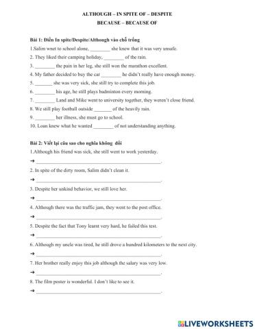 Although - In spite of