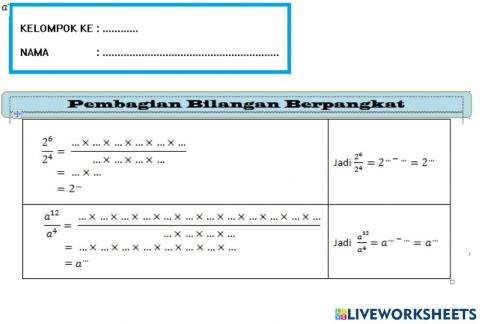 Pembagian Bilangan Berpangkat