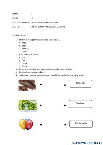 Soal sifat benda padat, cair dan gas