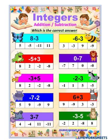 Integers Addition-Subtraction