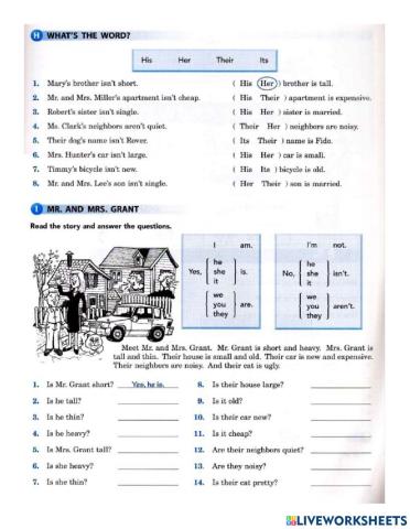 Possesives and adjectives