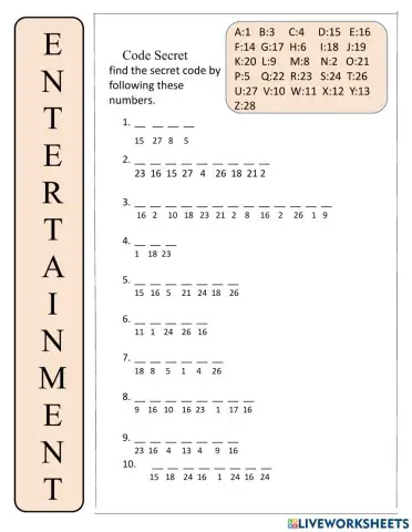 Juego code secret ingles 2 tp