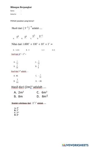 Latihan soal bilangan berpangkat(1)