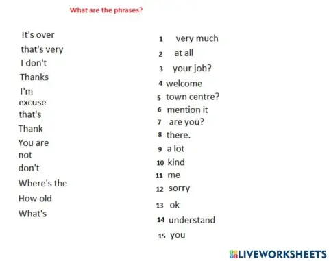 Phrases vocabulary revision