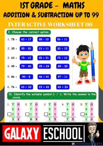 1st-maths-ps06- addition & subtraction up to 99 - ch 07-Galaxy