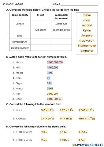 Physical Quantities