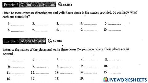 Listen and write down the words