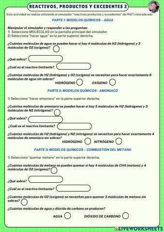 Reactivos, productos y excedentes II