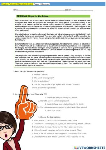 (Reading Authentic Materials in English