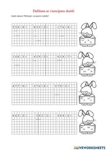 Dalīšana ar vienciparu skaitli