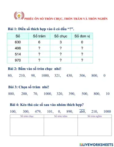 Số tròn chục, tròn trăm