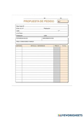 Propuesta de pedido