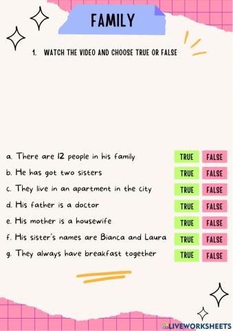 Family members: listening and speaking