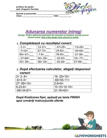 Adunarea numerelor intregi