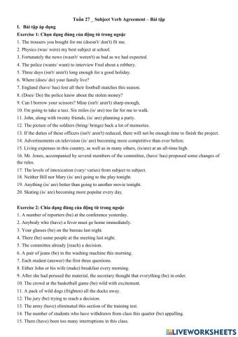 Subject Verb agreement