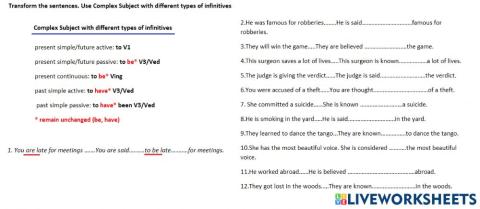 Complex subject extra practice
