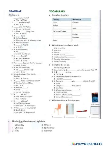 Test 1-2. English file. Beginner