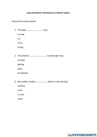 Pres cont vs pres simple