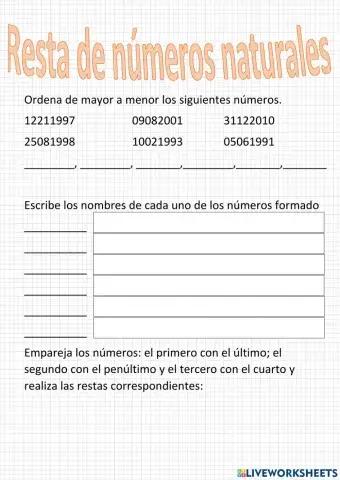 Resta con números naturales