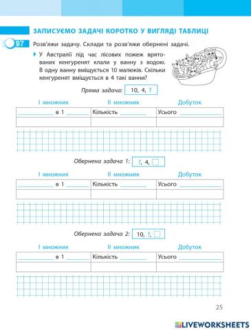 Записуємо задачу коротко таблицею